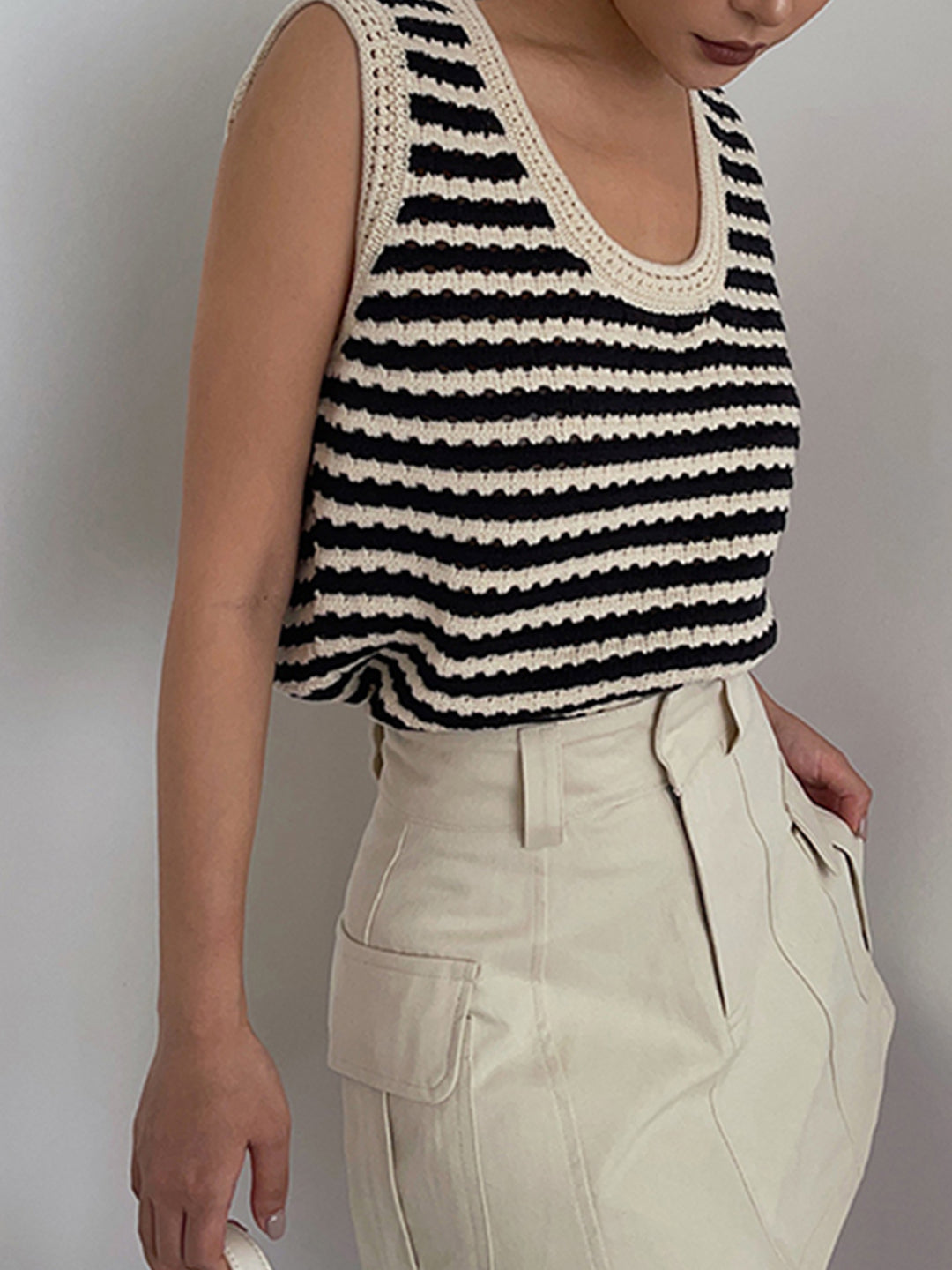 Yara - Striped Sleevles Top