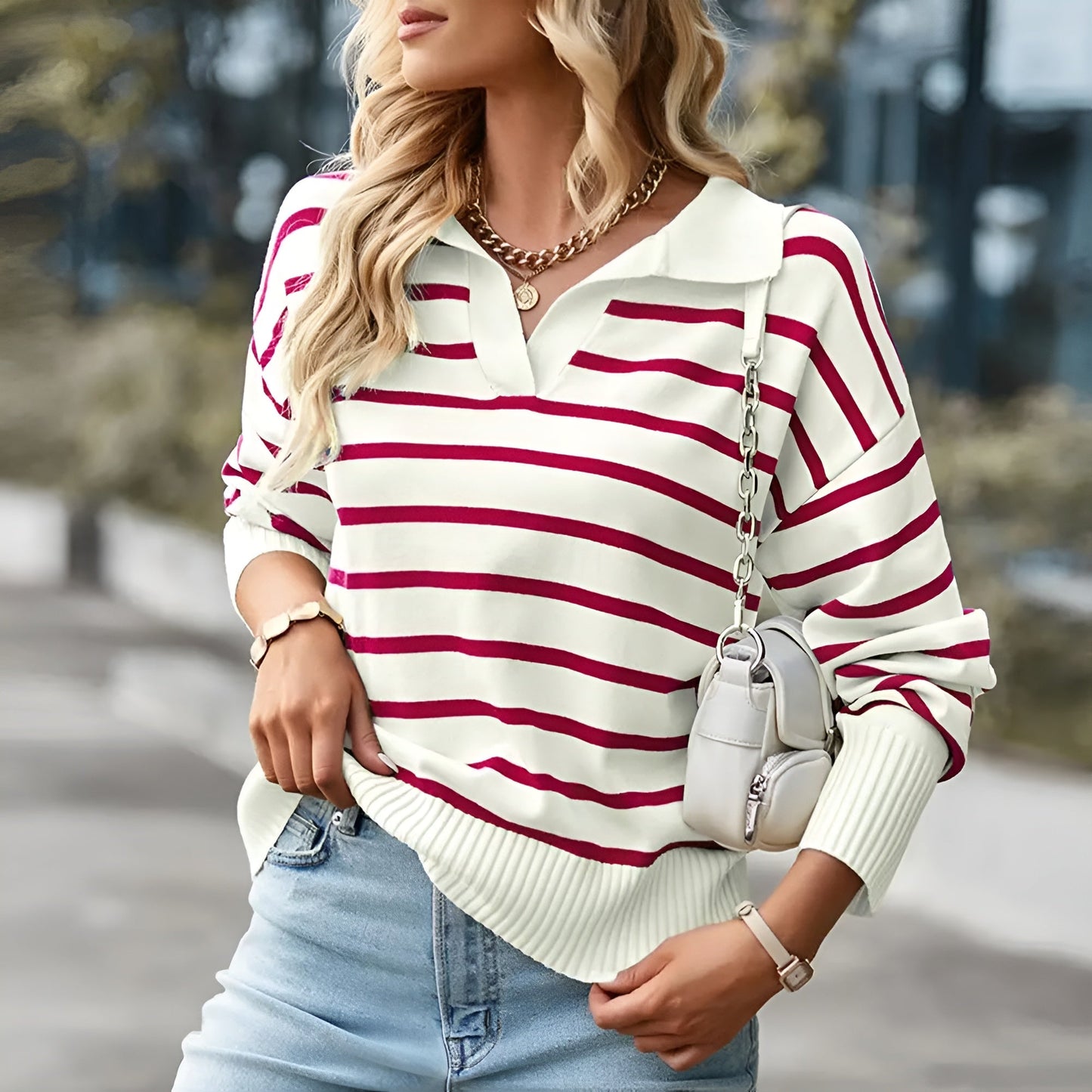 Isa - Striped V-neck Sweater